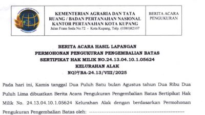 BPN Gunakan Data Resmi Ukur Pengembalian SHM Yano Laemonta, Tak Ada Unsur Penyerobotan Lahan!