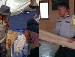 Polisi Bersihkan Puing Sekolah dan Bangun Kelas Darurat Pascagempa Flores